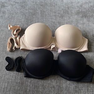 PINK Strapless bra’s nude & black duo